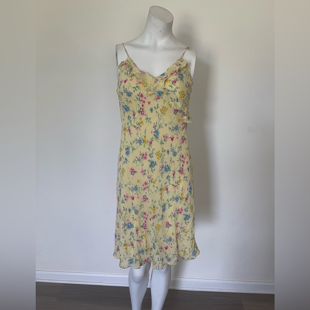 Ralph Lauren Yellow Floral Dress y2k style size m